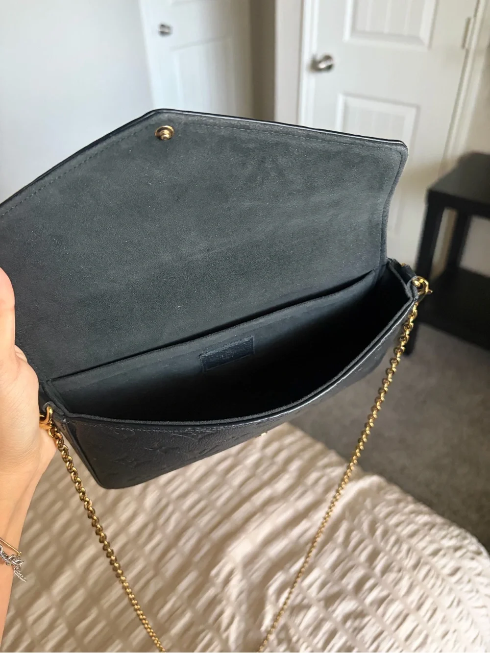 Louis Vuitton Pochette Felicie Monogram Envelope Crossbody with Gold Chain